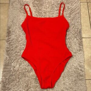 Aerie Real Good Ribbed Red One Piece Swimsuit